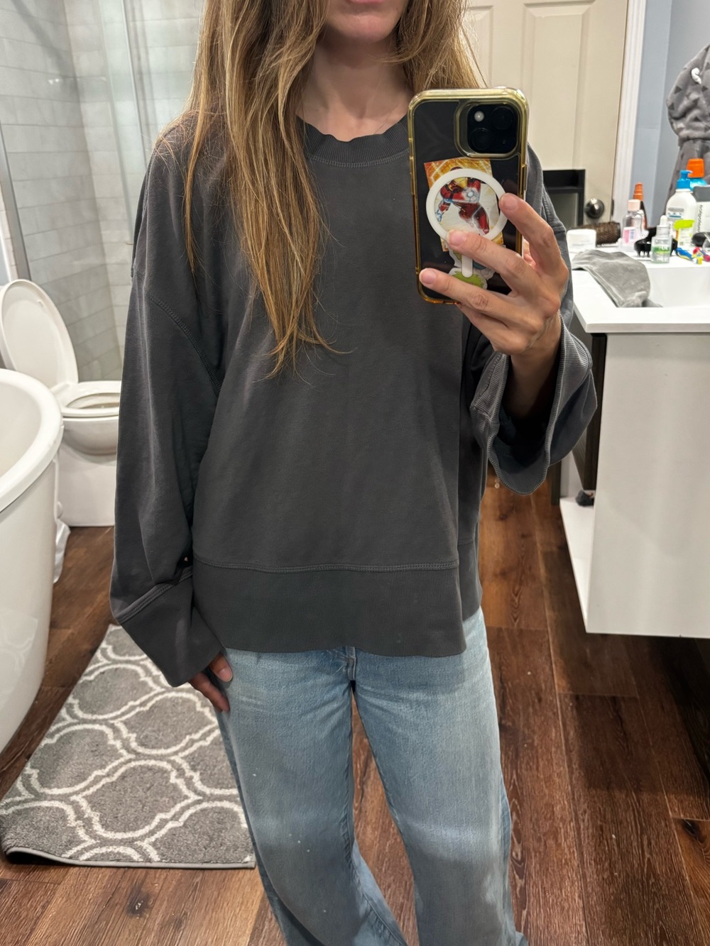 Women's Oversized Crewneck Sweater - Charcoal H&M